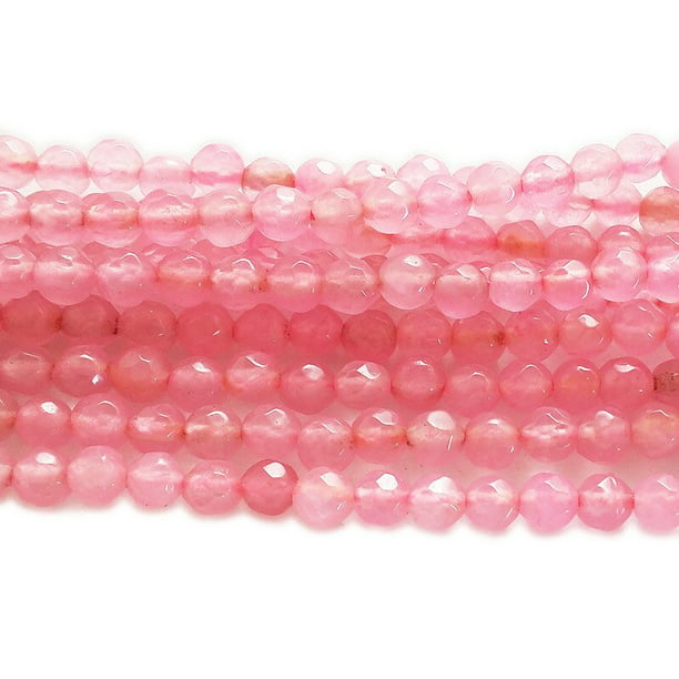 Pink Jade Gemstone Faceted Round Beads For Jewelry Making 15" 4mm 6mm 8mm 